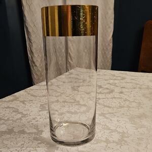 Elegant Gold-Trimmed Glass Vase